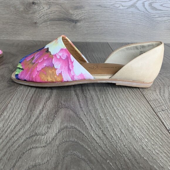 BC Vegan Dress Flat Shoes Women's 7.5 Slip-on Open Toe Floral Print All Man Made - Picture 14 of 16